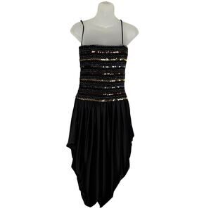 Vintage T & F  70s Sequins Tube Top Harem Skirt Boogie Studio 54 Disco Dress M